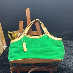 Etienne Aigner Green and Tan Women's Handbag